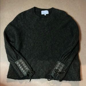 3.1 Phillip Lim Gray Crew Neck Sweater with Sleeve Detailing